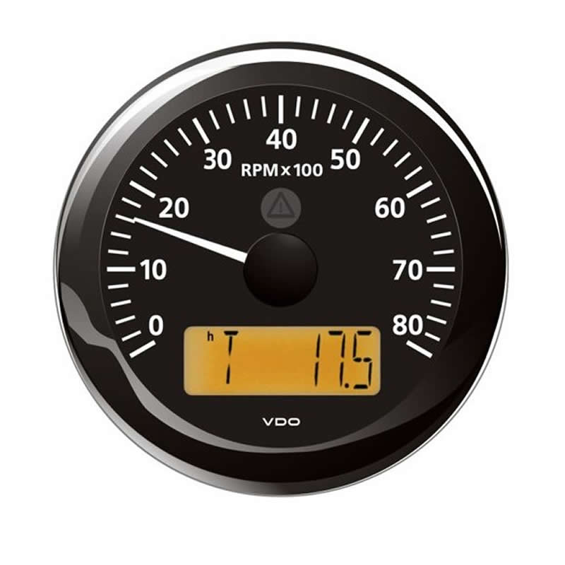 VDO ViewLine Tachometer 8.000 RPM Black 85mm